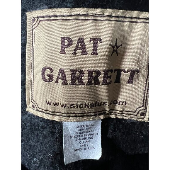 Sickafus Pat Garrett Kelvin Napa Black Shearling Sheepskin Button Coat Jacket 50 - Picture 4 of 9